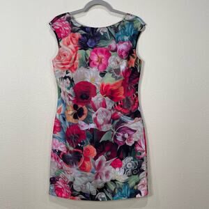 Ted Baker Women's Quais Floral Swirl Colorful Party Mini Dress Chic Cocktail S